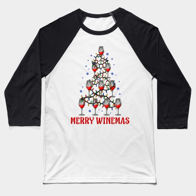 Merry Winemas. Funny Christmas Sweatshirt for Wine Lovers. Baseball T-Shirt by KsuAnn